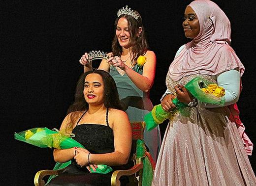 The crowning moment: Last years Cleveland High Princess Emily Welch was the one who placed the tiara on the head of the schools new Princess for this years Rose Festival  Zora Forsberg.