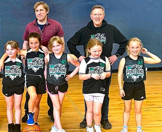 Heres a team photo of one of the many school girls basketball clubs  this one at Grout Elementary School on Holgate Boulevard. Steve Cooper stands at right; and Seth Kaplan is at left  Seth is the father of a team player, and also Assistant Coach. Not pictured is Michelle Raethke, who is the teams Coach and Manager.