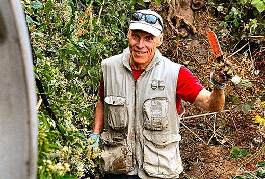 Photographed at the 2022 annual Johnson Creek Clean-Up, Daniel Newberry clearly enjoyed working with the other volunteers to pull rubbish and debris out of the stream.