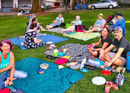 Here are a few of the many picnickers at the Brooklyn Park community gathering on August 11. In the center of this group were BAC Board Members Melaney Dittler and Cheryl Crowe. The summer picnic may become an annual event in the Brooklyn neighborhood.